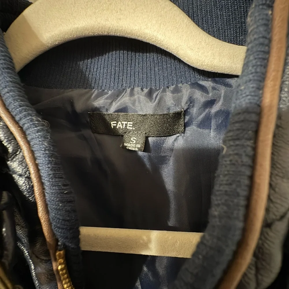 Fate Navy and Brown leather Quilted Vest - Picture 6 of 12